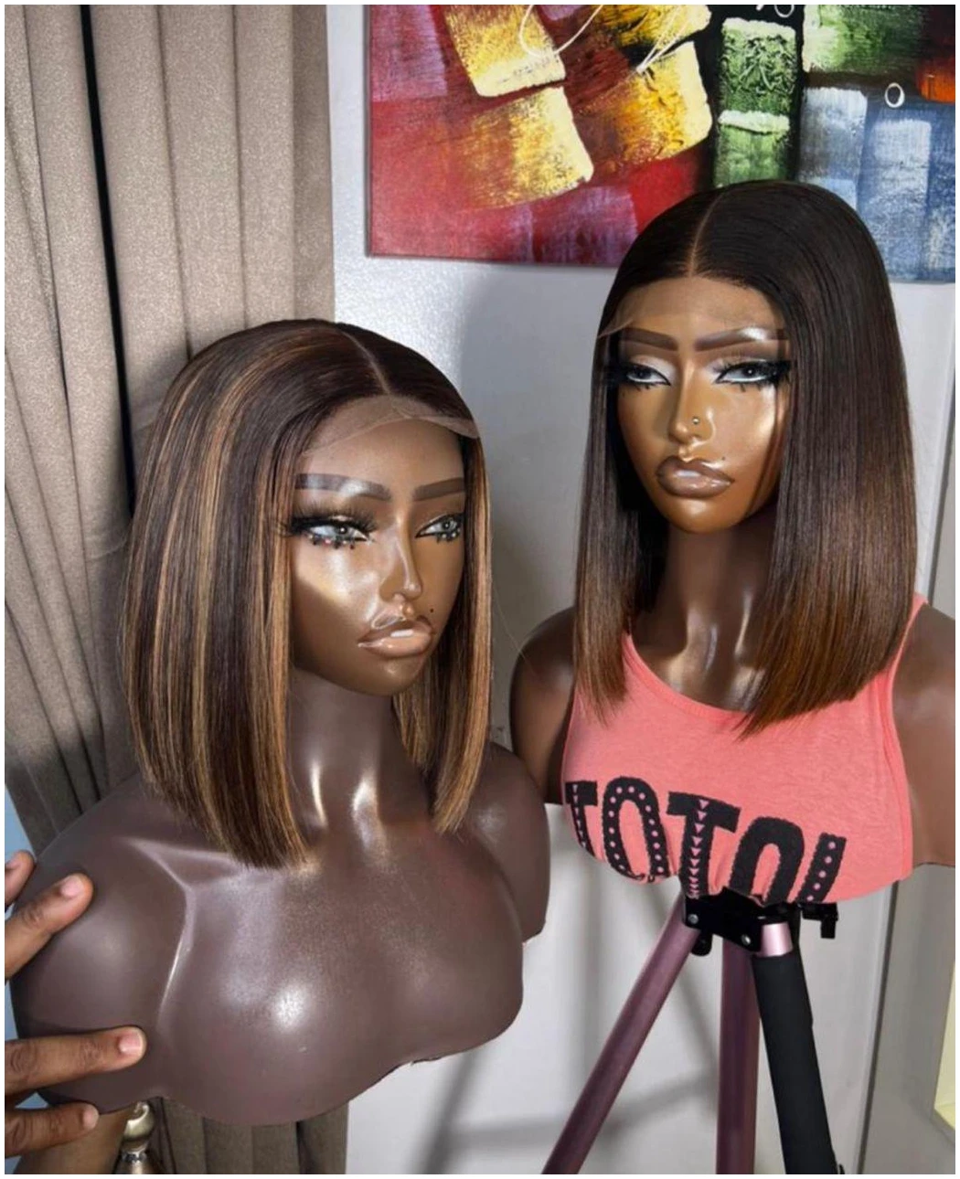 Premium 10” Bone Straight Bob Wig – Multiple Colours Available